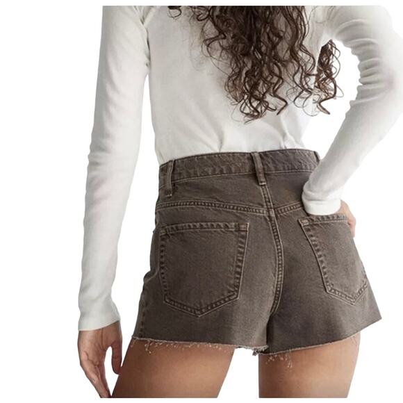 PacSun Vintage High Rise Brown Button Fly Frayed Hem Cutoff Shorts Size 27 - Picture 1 of 12